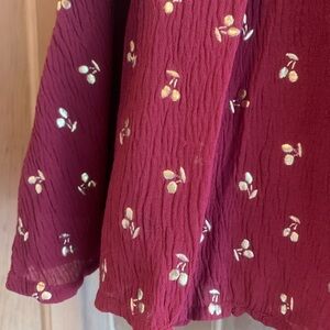 cherry print 2PC outfit wrap top & skirt Valentines Day